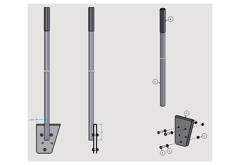 Trimantec Anti-Theft Post for Shopping Cart - ANTI-Theft Post