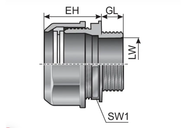 Murrplastik - EH M20x1.5/13.5 Gray Conduit Fitting - 83501419 (MOQ 50 pcs)