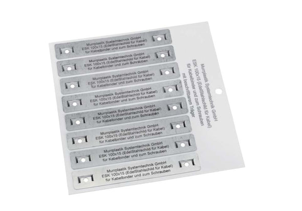 Stainless steel labels for cable designation
