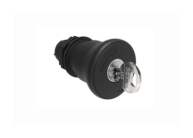 Lovato Electric: Black 40mm Mushroom Pushbutton Turn Key to Release - LPSB6842R421E