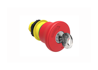 Lovato Electric: Red 40mm Mushroom Switch, Turn Key to Release - LPCB6844R421E