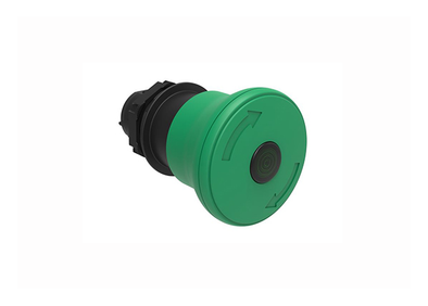 Lovato Electric: Illuminated Mushroom Pushbutton, Turn to Release 40mm Green - LPCBL6643