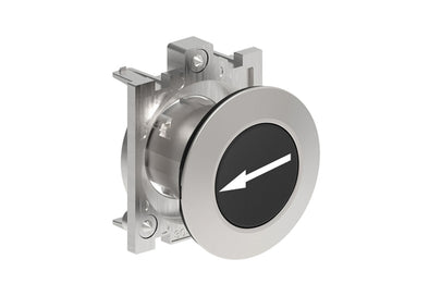 black flush pushbutton with arrow symbol