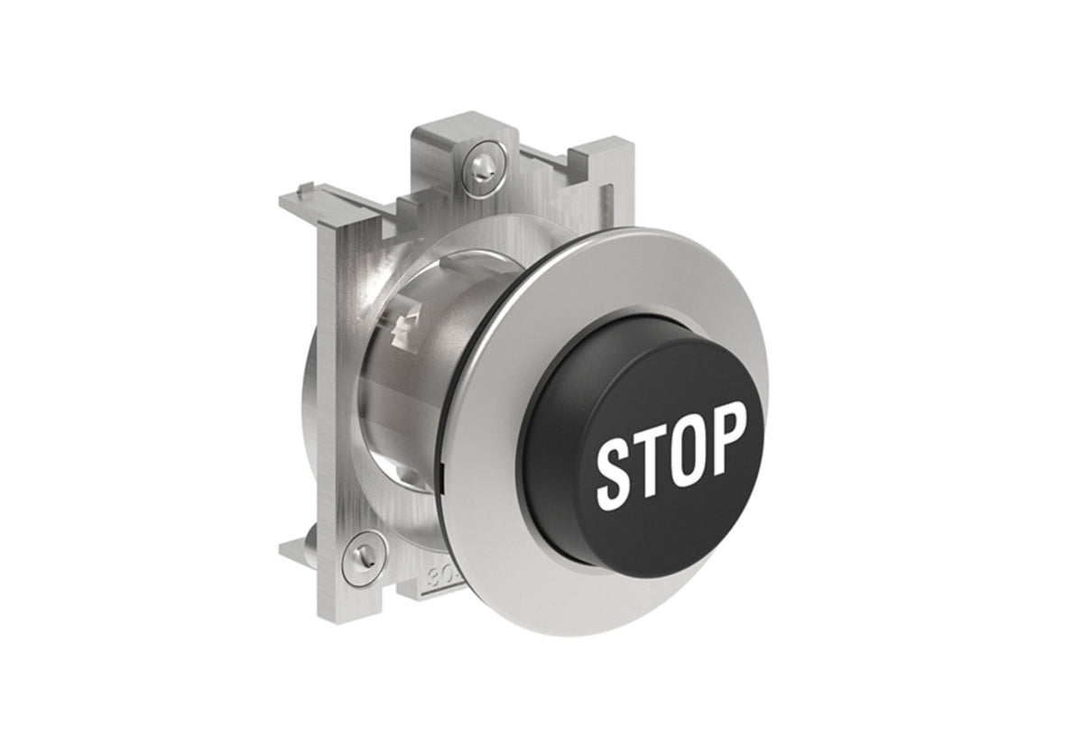 Lovato Electric: Push Button, Spring Return, Extended, Black with STOP ...