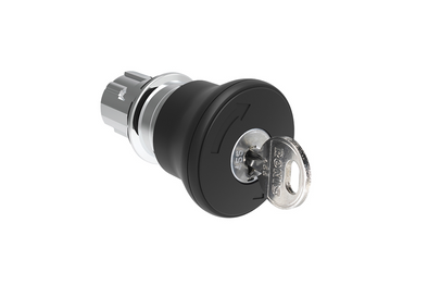 Lovato Electric: Pushbutton actuator Mushroom Turn Key to Release Black - LPSB6842R520E