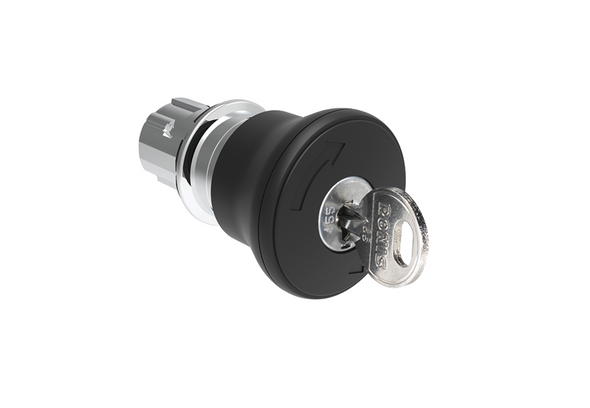 Lovato Electric: Pushbutton actuator Mushroom Turn Key to Release Black - LPSB6842