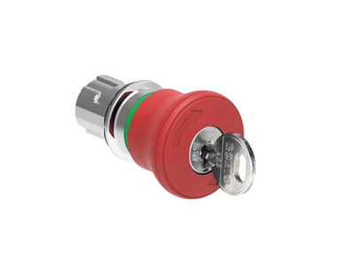 Lovato Electric: Pushbutton actuator Mushroom Turn Key to Release Red - LPSB6844R520E