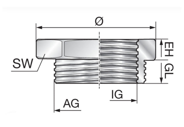 thread reducing bush diagram