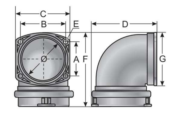 Murrplastik- KFW-56 Jumbo 90° Flange Connection - 83681220