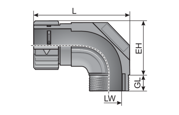 Murrplastik- WSV-Pg 11 Angle Plug-in Conduit Fitting - 83601412 (MOQ 50 pcs.)