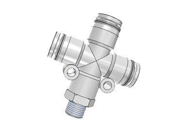 Airtac PZB: Push Lock Fitting, Threaded Cross - PZB1204 (MOQ 10 pcs.)