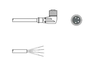 Leuze K-D-M8W-4P-2M-FAB 2M: Connection Cable - 50106154